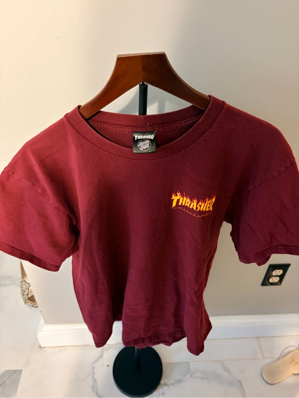 Thrasher Santa Cruz Maroon Flame Logo T-Shirt